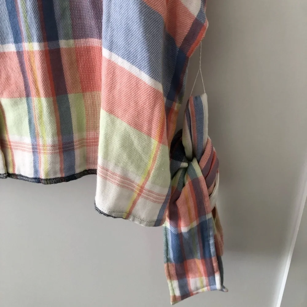 Caslon Pink Plaid Button Down Blouse Plus 1X